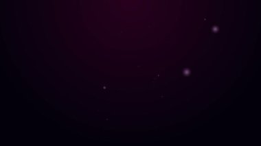 Parlayan neon hattı kamp feneri ikonu siyah arkaplanda izole edildi. Mutlu Cadılar Bayramı Partisi. 4K Video hareketli grafik canlandırması