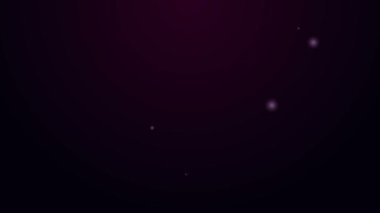 Parlayan neon hattı Fork simgesi siyah arkaplanda izole edildi. Çatal bıçak sembolü. 4K Video hareketli grafik canlandırması