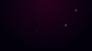 Parlayan neon hattı kızartma tavası simgesi siyah arkaplanda izole edildi. Kızartma veya kızartma gıda sembolü. 4K Video hareketli grafik canlandırması