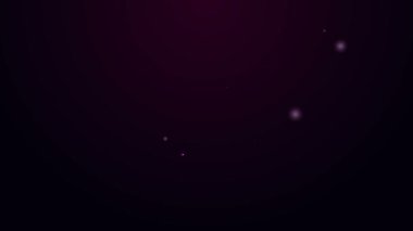 Parlak neon hattı kağıt yığınları para ikonu siyah arka planda izole. Para desteleri. Para birimi. 4K Video hareketli grafik canlandırması