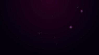 Parlayan neon hattı biber gazı ikonu siyah arkaplanda izole edilmiş. OC gazı. Capsicum nefsi müdafaa spreyi. 4K Video hareketli grafik canlandırması