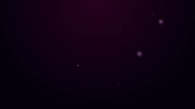 Siyah zemin üzerinde köpük ve baloncuk ikonu olan parlak neon çizgi kovası. Temizlik hizmeti konsepti. 4K Video hareketli grafik canlandırması