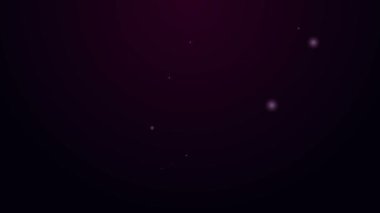 Parlayan neon çizgisi yuvarlak makyaj aynası ikonu siyah arkaplanda izole edilmiş. 4K Video hareketli grafik canlandırması