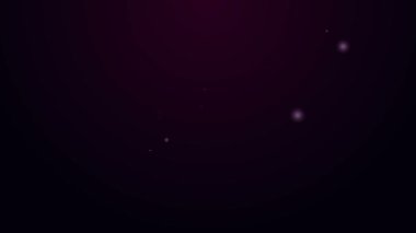 Parlayan neon hattı küvet simgesi siyah arkaplanda izole edildi. 4K Video hareketli grafik canlandırması