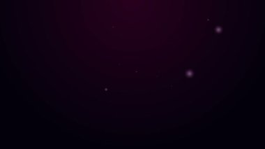 Parlayan neon hattı, siyah arkaplanda izole edilmiş bir konserve kutusu simgesi. Sulama sembolü. 4K Video hareketli grafik canlandırması