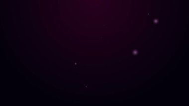 Parlayan neon hattı Noel Baba hediye çantası simgesi siyah arka planda izole edilmiş. Noel hediyeleri çuvalı. Mutlu Noeller ve mutlu yıllar. 4K Video hareketli grafik canlandırması