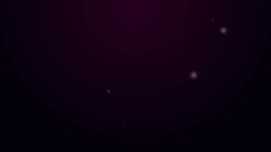 Parlayan neon hattı. Siyah arka planda izole edilmiş şampanya ikonu. Mutlu Noeller ve mutlu yıllar. 4K Video hareketli grafik canlandırması