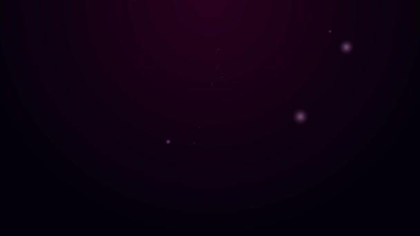 Zářící neonová čára Ikona štětce řasenky izolovaná na černém pozadí. Grafická animace pohybu videa 4K — Stock video