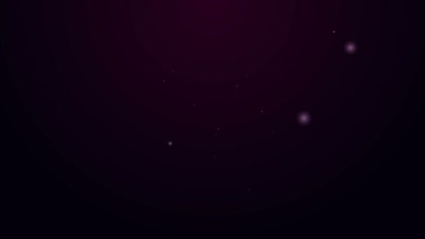 Светящийся неоновая линия Клубничный куст с иконкой ягод изолированы на черном фоне. Видеографическая анимация 4K — стоковое видео