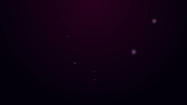 Gloeiende neon lijn Tuinslang pictogram geïsoleerd op zwarte achtergrond. Spuitpistool icoon. Besproeiingsapparatuur. 4K Video motion grafische animatie — Stockvideo