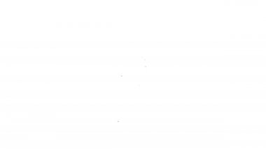 Beyaz arka planda siyah çizgi av silahı simgesi izole edildi. Av tüfeği. 4K Video hareketli grafik canlandırması