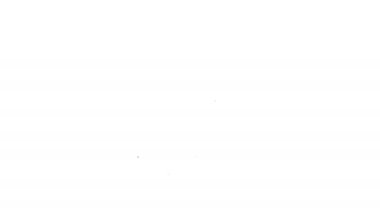 Siyah çizgi kesme tahtası ve bıçak ikonu beyaz arka planda izole edildi. Kesme tahtası sembolü. Çatal bıçak sembolü. 4K Video hareketli grafik canlandırması