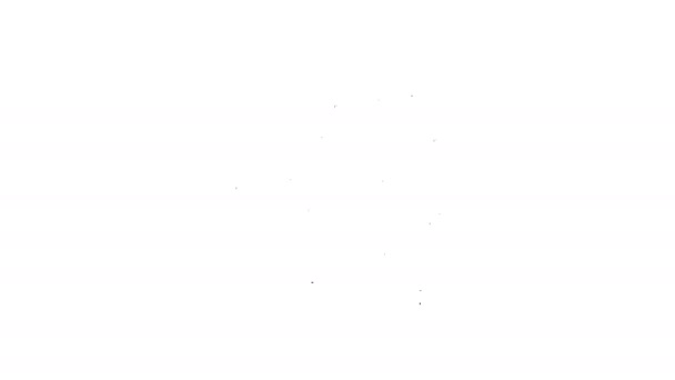 黒い線白い背景に孤立したアフリカの木のアイコン。バオバブやアカシアなど。4Kビデオモーショングラフィックアニメーション — ストック動画