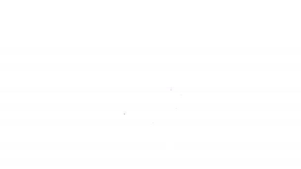 Černá čára Karabina ikona izolované na bílém pozadí. Extrémní sport. Sportovní vybavení. Grafická animace pohybu videa 4K — Stock video