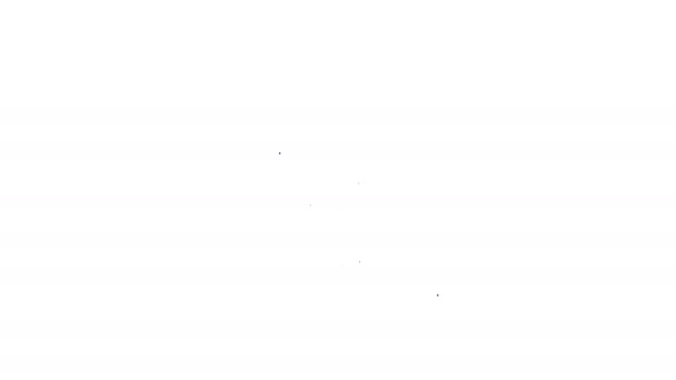 Чорна лінія Полювання значок куртки ізольовані на білому тлі. Мисливський жилет. 4K Відео рух графічна анімація — стокове відео