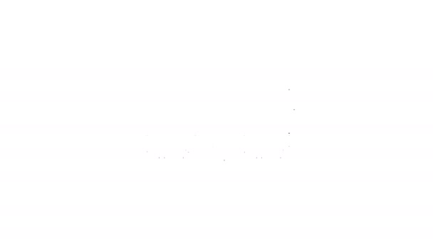 Černá čára Pás lovou kazetou s ikonou kazety izolovanou na bílém pozadí. Znamení Bandolier. Lovecké vybavení, výzbroj. Grafická animace pohybu videa 4K — Stock video