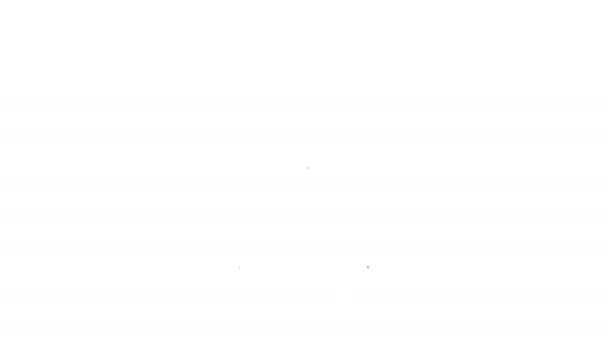 Schwarze Linie Gekreuzte Gabel und Löffelsymbol isoliert auf weißem Hintergrund. Kochutensilien. Besteckschild vorhanden. 4K Video Motion Grafik Animation — Stockvideo