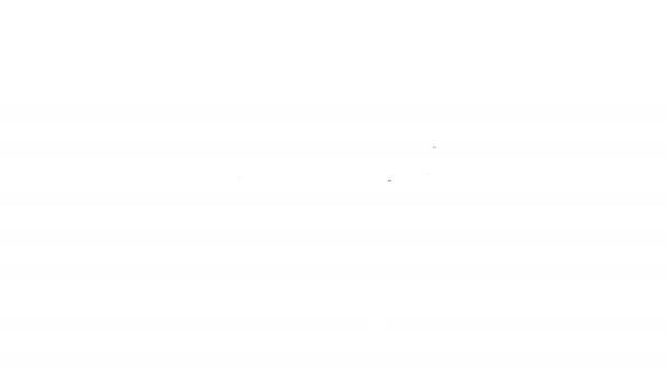 Linha preta Ícone de escorredor de cozinha isolado no fundo branco. Utensílio de cozinha. Sinal de talheres. Animação gráfica em movimento de vídeo 4K — Vídeo de Stock
