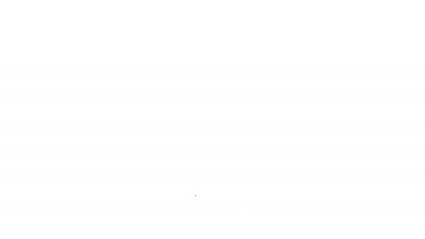 Černá čára Kuchyně naběračka ikona izolované na bílém pozadí. Nádobí na vaření. Nápis na příbory. Grafická animace pohybu videa 4K — Stock video