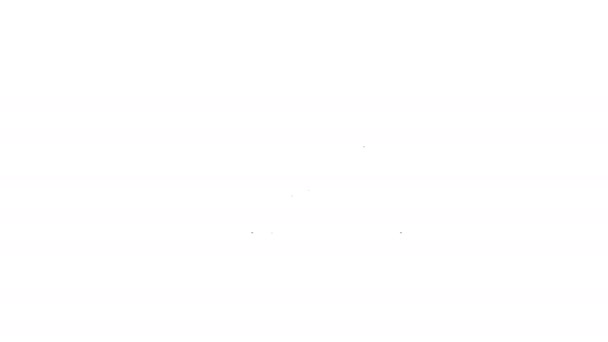 Черная линия Деревянный стол со стулом значок изолирован на белом фоне. Видеографическая анимация 4K — стоковое видео