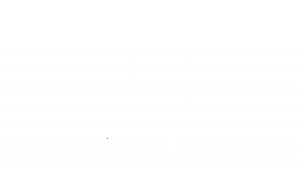 Zwarte lijn Kogelhuls als een bewijsstuk geplaatst met forensische liniaal voor documentatie icoon geïsoleerd op witte achtergrond. Begrip plaats delict. 4K Video motion grafische animatie — Stockvideo