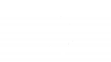 Beyaz arka planda izole edilmiş bir tepsi yiyecek ikonu ile kaplanmış siyah çizgi. Tepsi ve kapak işareti. Kapaklı bir restoran saati. 4K Video hareketli grafik canlandırması