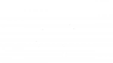 Siyah çizgi otel odası yatak ikonu beyaz arka planda izole edilmiş. 4K Video hareketli grafik canlandırması