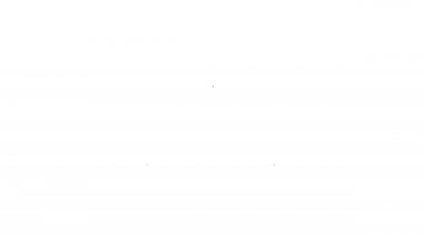 Siyah çizgi plaka, çatal ve bıçak ikonu beyaz arka planda izole edilmiş. Çatal bıçak sembolü. Restoran tabelası. 4K Video hareketli grafik canlandırması