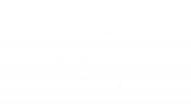 Siyah çizgili Noel Baba hediye çantası ikonu beyaz arka planda izole edilmiş. Noel hediyeleri çuvalı. Mutlu Noeller ve mutlu yıllar. 4K Video hareketli grafik canlandırması