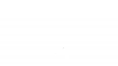 Dekorasyon simgesi beyaz arka planda izole edilmiş siyah çizgi Noel ağacı. Mutlu Noeller ve mutlu yıllar. 4K Video hareketli grafik canlandırması