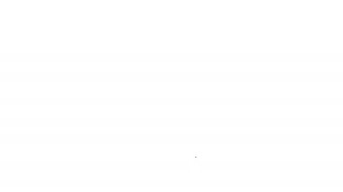 Siyah çizgi, beyaz arka planda izole edilmiş zencefilli kurabiye adam ikonu. Kurabiye, insan şeklinde ve kremalı. 4K Video hareketli grafik canlandırması