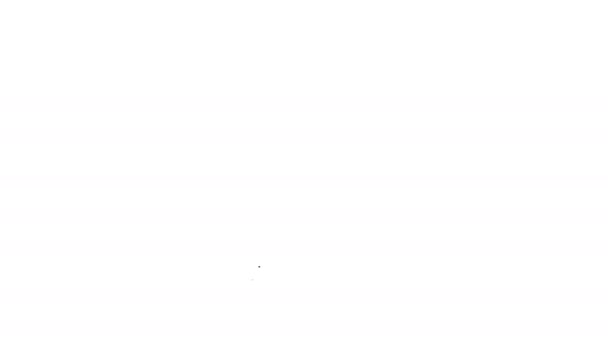 Linea nera Guanti in gomma icona isolata su sfondo bianco. Segno di protezione della mano in lattice. Simbolo dell'attrezzatura per la pulizia domestica. Animazione grafica 4K Video motion — Video Stock