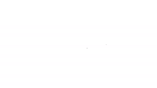Czarna linia Sponge ikona izolowana na białym tle. Kawałek łyka do zmywania naczyń. Logo usługi sprzątania. 4K Animacja graficzna ruchu wideo — Wideo stockowe