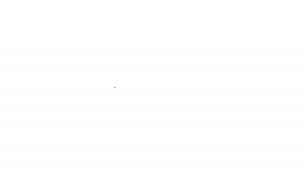 Linha preta Sinalização publicidade ao ar livre com texto ícone do hotel isolado no fundo branco. Animação gráfica em movimento de vídeo 4K — Vídeo de Stock