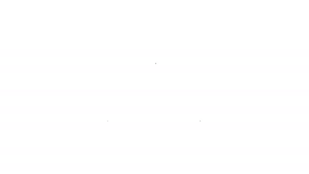 Schwarze Linie Teller, Gabel und Messer Symbol isoliert auf weißem Hintergrund. Bestecksymbol vorhanden. Restaurant-Schild. 4K Video Motion Grafik Animation — Stockvideo