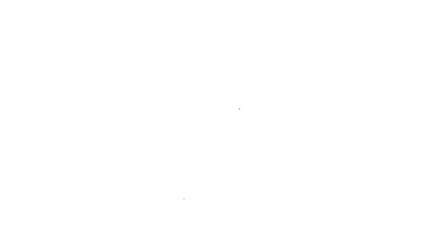 Schwarze Linie Gabel und Löffel Symbol isoliert auf weißem Hintergrund. Kochutensilien. Besteckschild vorhanden. 4K Video Motion Grafik Animation — Stockvideo