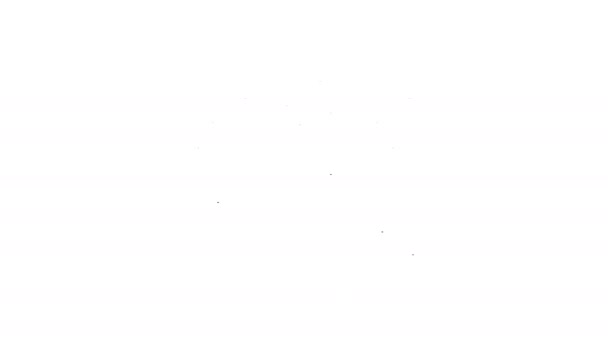 Μαύρη γραμμή Δημητριακά με ρύζι, σιτάρι, καλαμπόκι, βρώμη, σίκαλη, κριθάρι εικονίδιο απομονώνονται σε λευκό φόντο. Αυτιά με σύμβολα σιταριού. 4K Γραφική κίνηση κίνησης βίντεο — Αρχείο Βίντεο