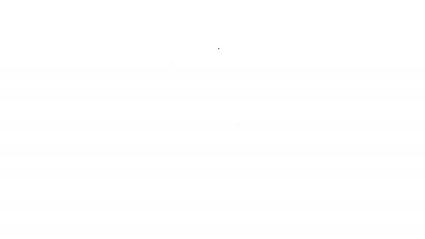 Línea negra Icono de pentagrama mágico aislado sobre fondo blanco. Varita mágica, cetro, palo, varilla. Animación gráfica de vídeo 4K — Vídeo de stock