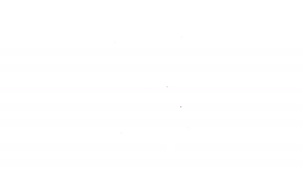 Черная линия Древняя волшебная книга с алхимическими рецептами и мистическими заклинаниями и чарами икона изолирована на белом фоне. Видеографическая анимация 4K — стоковое видео