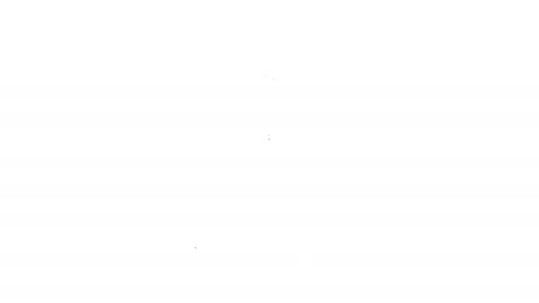 Чорна лінія Меч на кам'яній іконі ізольована на білому тлі. Екскалібур меч у камені з легенд Артура. 4K Відеографічна анімація — стокове відео