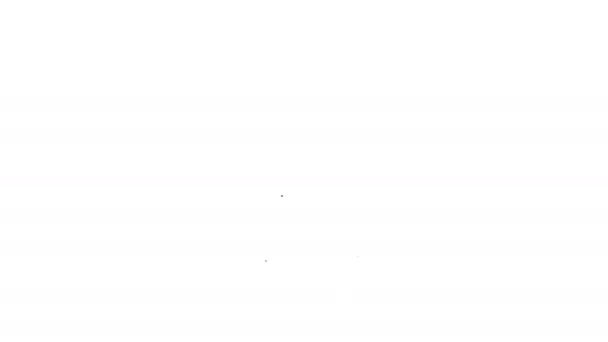 Linea nera Figura pattini icona isolata su sfondo bianco. Icona delle scarpe da pattinaggio. Stivali sportivi con lame. Animazione grafica 4K Video motion — Video Stock
