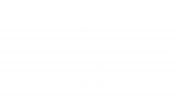 Línea negra Vela ardiente en el icono del candelabro aislada sobre fondo blanco. Vara cilíndrica con llama ardiente. Animación gráfica de vídeo 4K — Vídeos de Stock