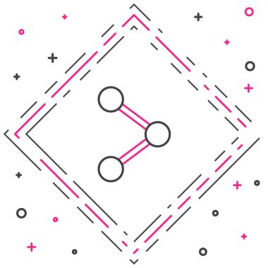 Satır Paylaşımı simgesi beyaz arkaplanda izole edildi. Paylaş, paylaş, iletişim piktogramı, sosyal medya, bağlantı, ağ. Renkli taslak konsepti. Vektör İllüstrasyonu.