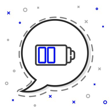 Çizgi Batarya şarj seviyesi göstergesi simgesi beyaz arkaplanda izole edildi. Renkli taslak konsepti. Vektör İllüstrasyonu.