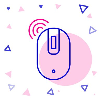 Kablosuz bilgisayar fare simgesi beyaz arkaplanda izole edildi. Tekerlek sembollü optik. Renkli taslak konsepti. Vektör İllüstrasyonu.