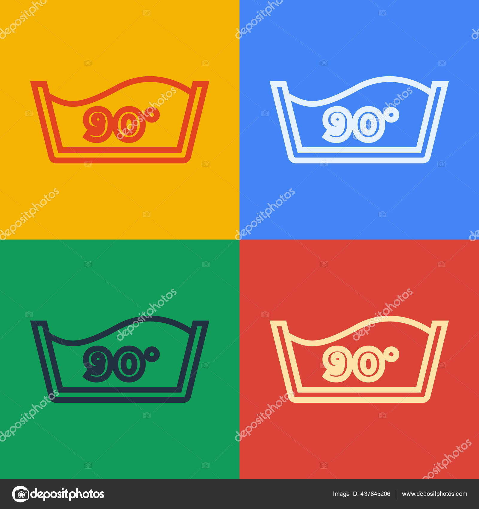 Pop Art Line Washing Degrees Celsius Icon Isolated Color Background Vector Image By C Vectorstockvadim Vector Stock