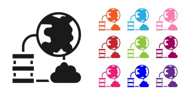 Siyah Ağ bulut bağlantısı simgesi beyaz arkaplanda izole edildi. Sosyal teknoloji. Bulut hesaplama konsepti. Simgeleri renklendirin. Vektör