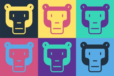 Pop Art Monkey simgesi renk arkaplanında izole edildi. Hayvan sembolü. Vektör.