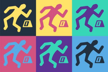 Popüler sanat suç mahalli ikonu renk arkaplanında izole edilmiş. Vektör.