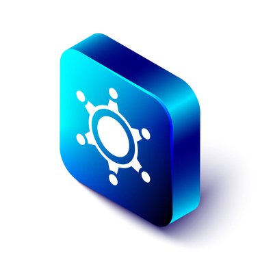 Isometric Hexagram Şerif ikonu beyaz arka planda izole edildi. Polis rozeti ikonu. Mavi kare düğme. Vektör.